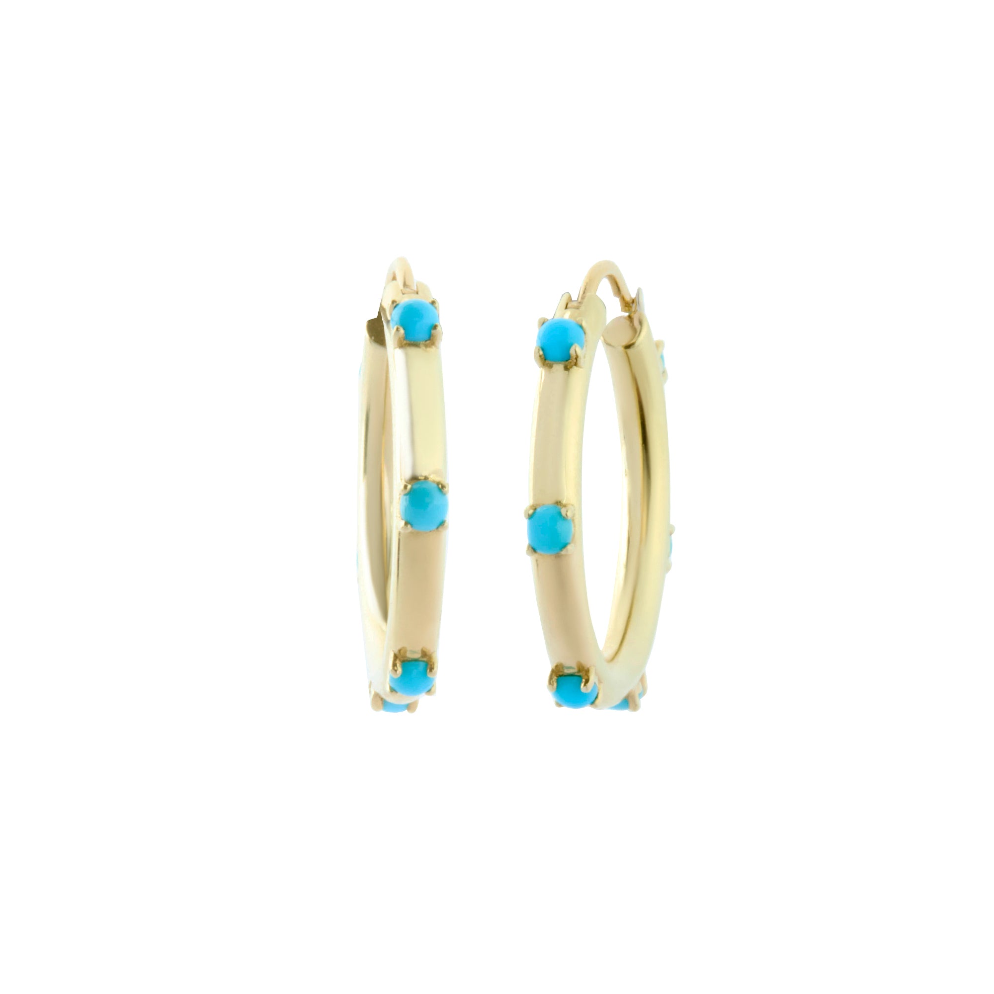 Turquoise Polka Dot Hoops