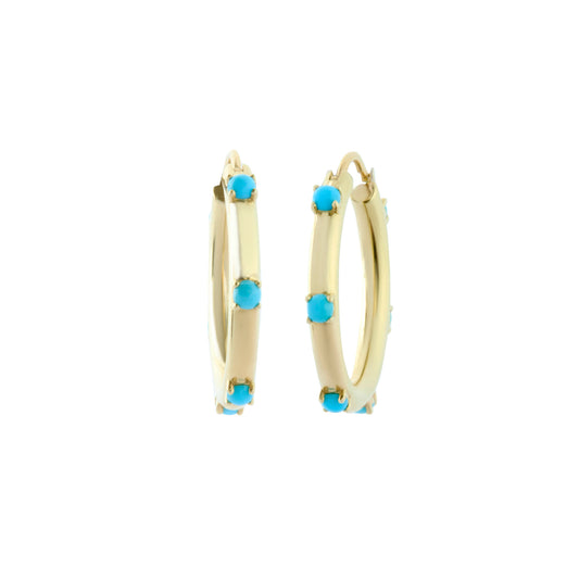 Turquoise Polka Dot Hoops - Main Img