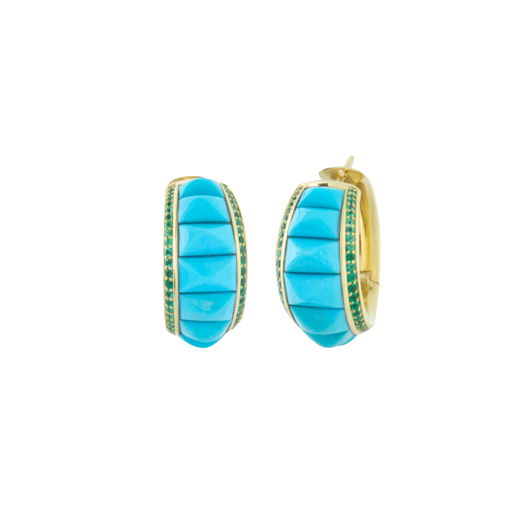 Turquoise & Emerald Pyramid Hoops
