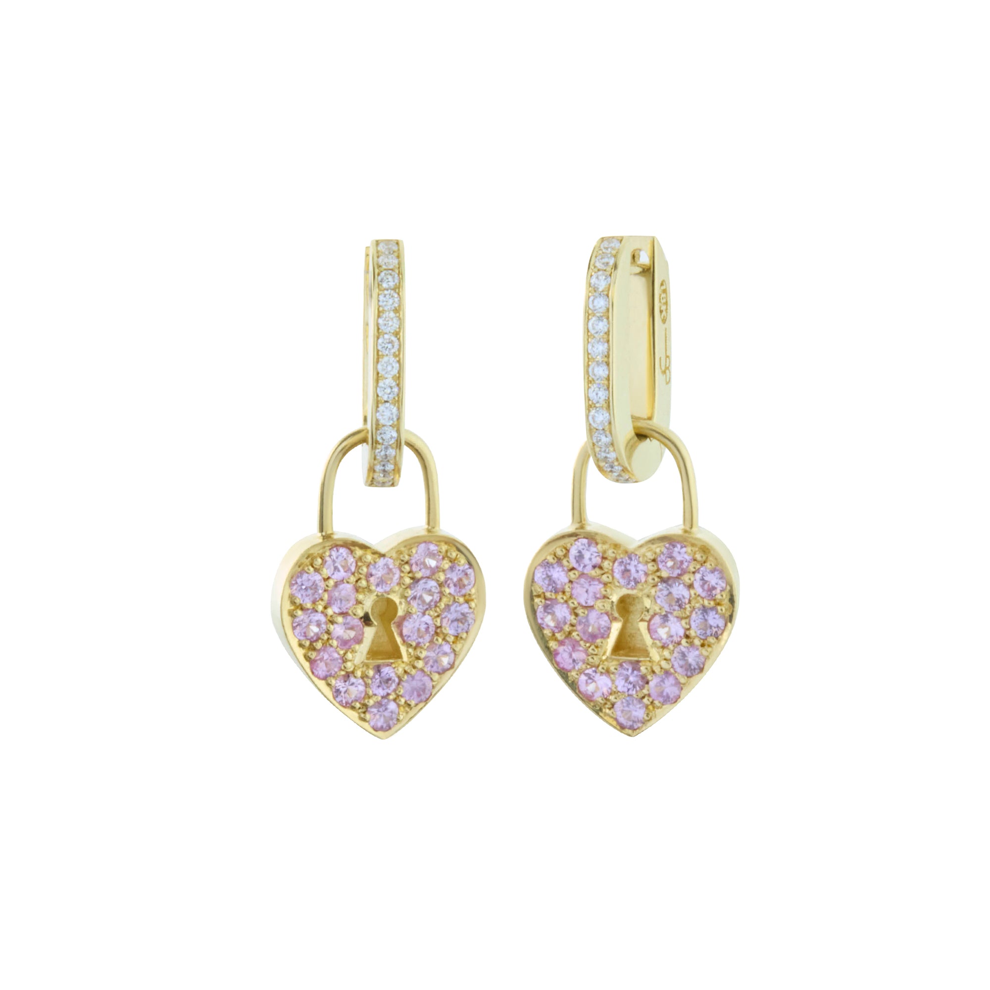 Pink Sapphire Heart Earrings