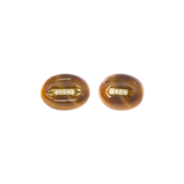 Mariner Studs - Tigers Eye and Diamond
