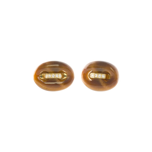 Mariner Studs - Tigers Eye and Diamond - Main Img