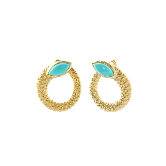 Turquoise Twisted Snake Hoops - Main Img