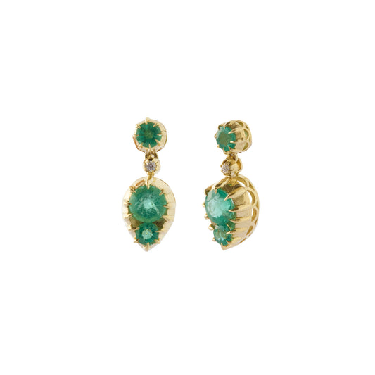 Emerald Mini Palm Leaf Earrings - Main Img