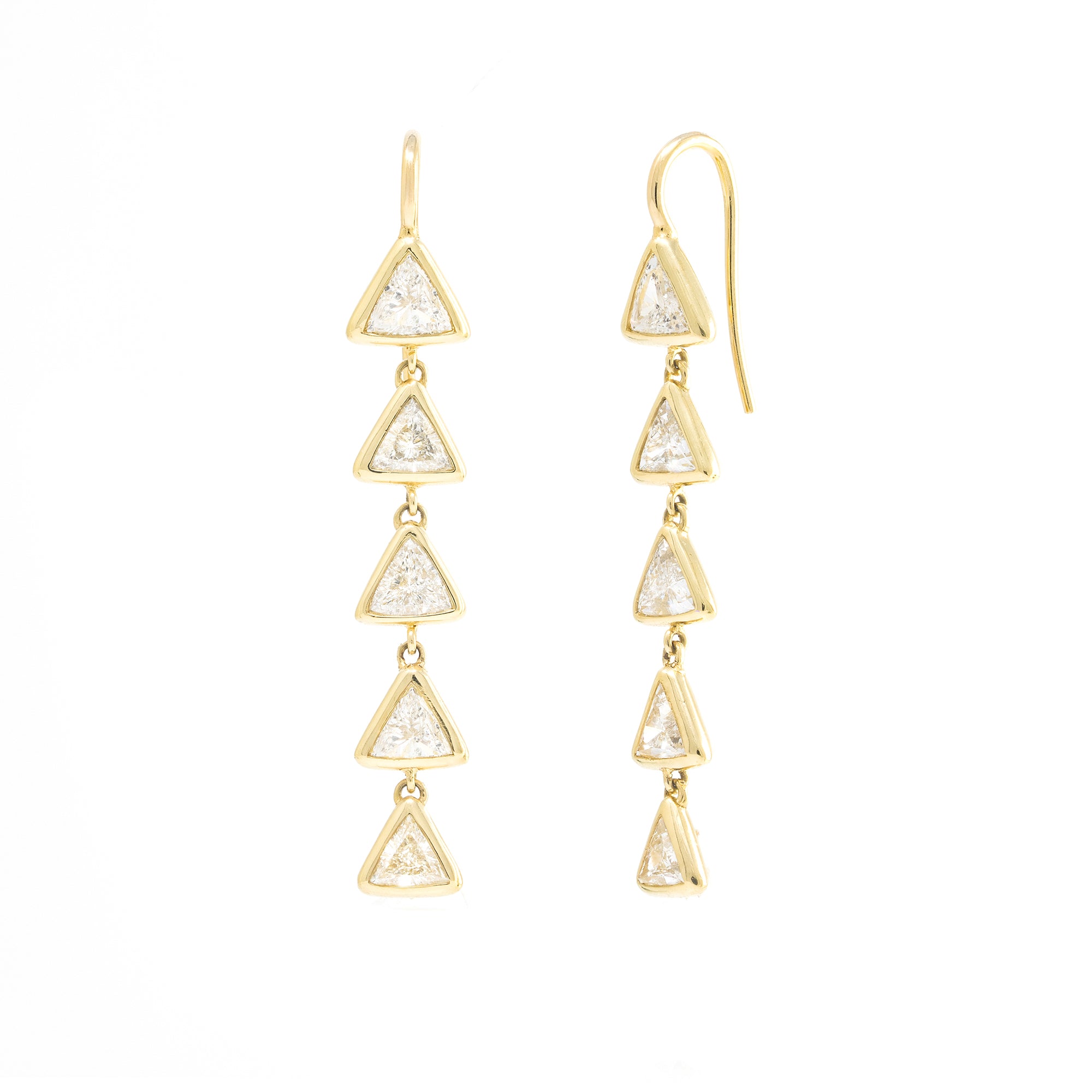 Trillion Diamond 5 Drop Earrings