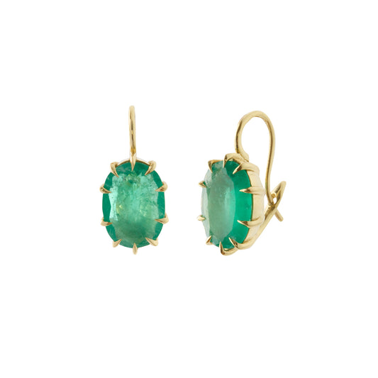 Emerald Oval Drop Earrings - Main Img