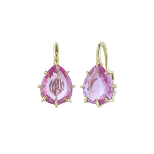 Pear Pink Sapphire Drop Earrings - Main Img