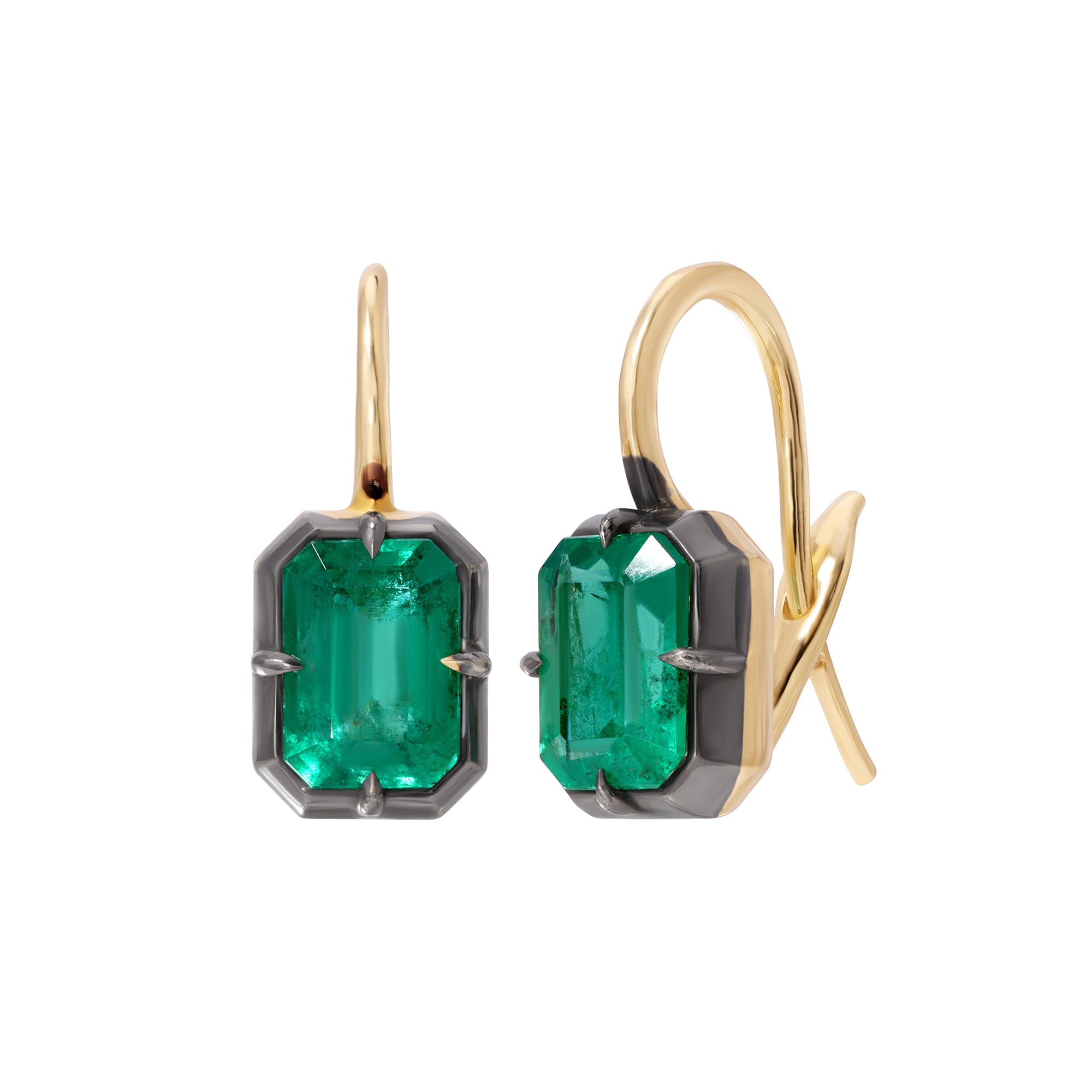 Jenna Blake - Emerald 4 Prong Drop Earrings