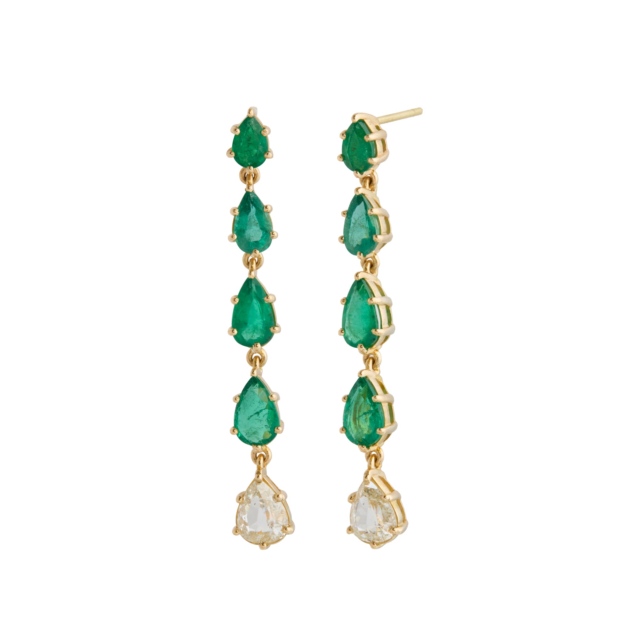 Emerald and Diamond Victorian Earrings