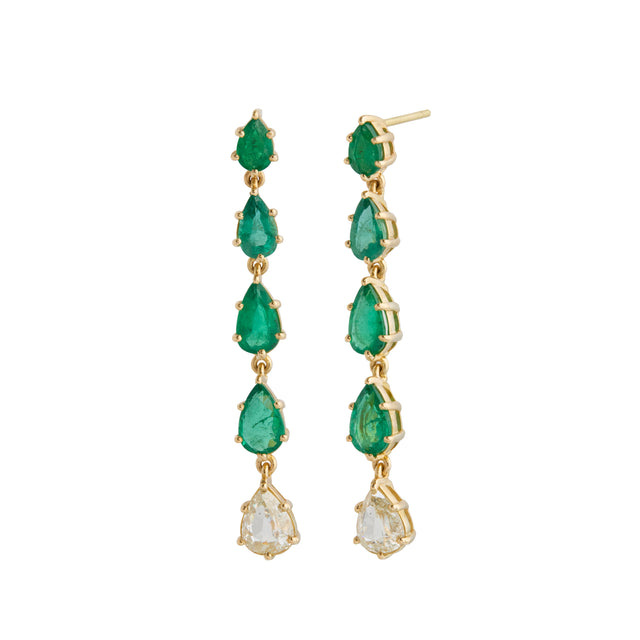 Emerald and Diamond Victorian Earrings