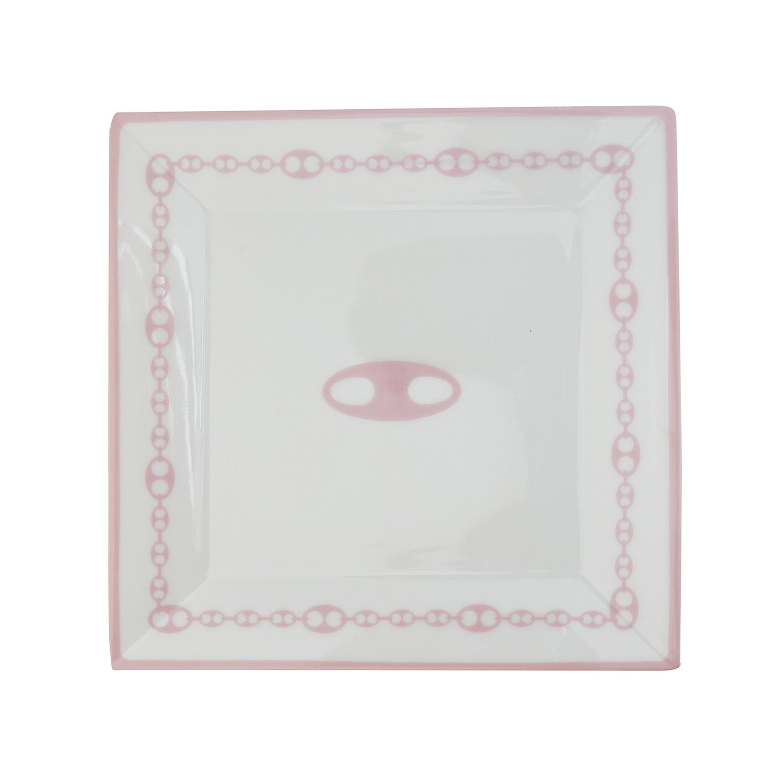 Jenna Blake Pink and White Nautical Link Jewelry Dish - Home & Decor - Broken English Jewelry top view