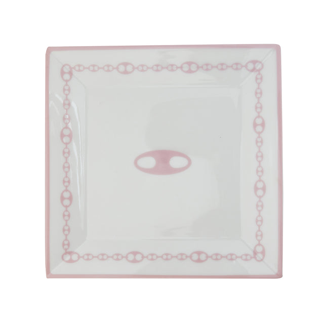Jenna Blake Pink and White Nautical Link Jewelry Dish - Home & Decor - Broken English Jewelry top view