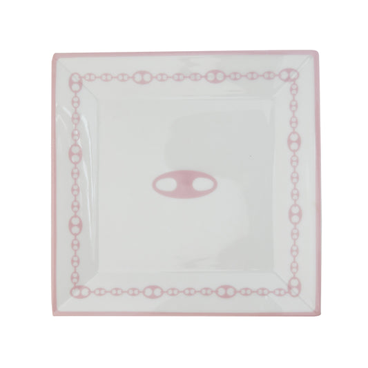 Pink and White Nautical Link Jewelry Dish - Main Img