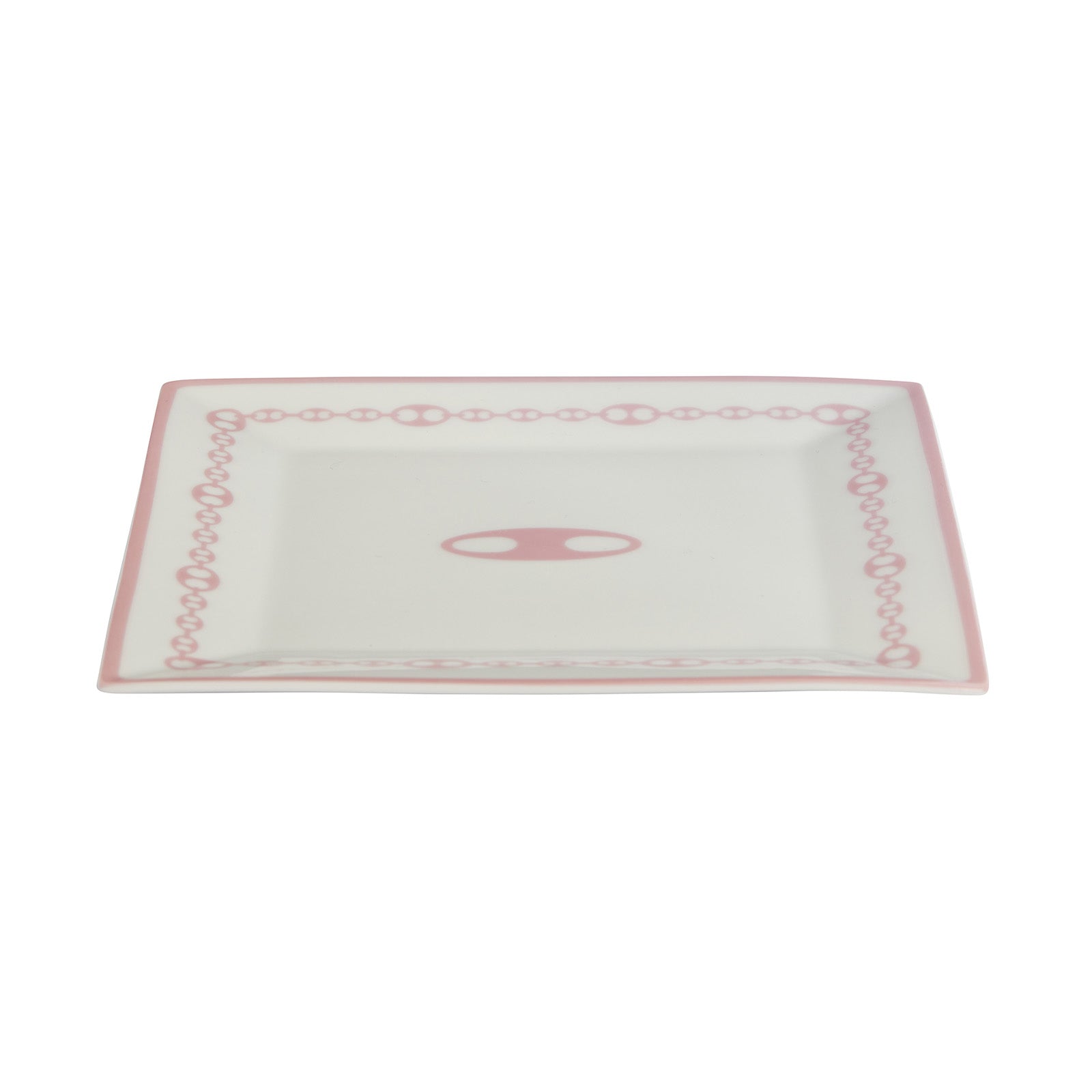 Jenna Blake Pink and White Nautical Link Jewelry Dish - Home & Decor - Broken English Jewelry top angled view