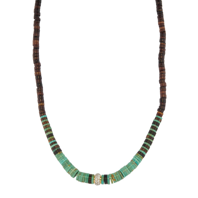 Jenna Blake - Turquoise and Brown Heishi Beaded Necklace