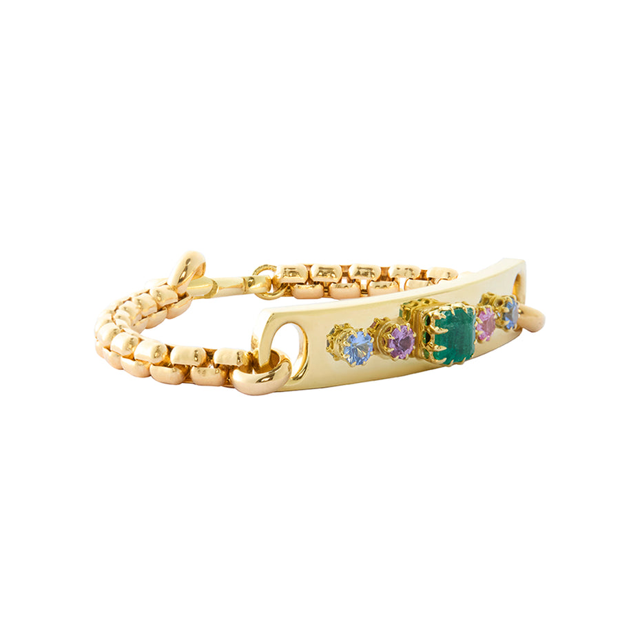 Morse Code Bracelet - Emerald, Pink Sapphire, and Blue Sapphire