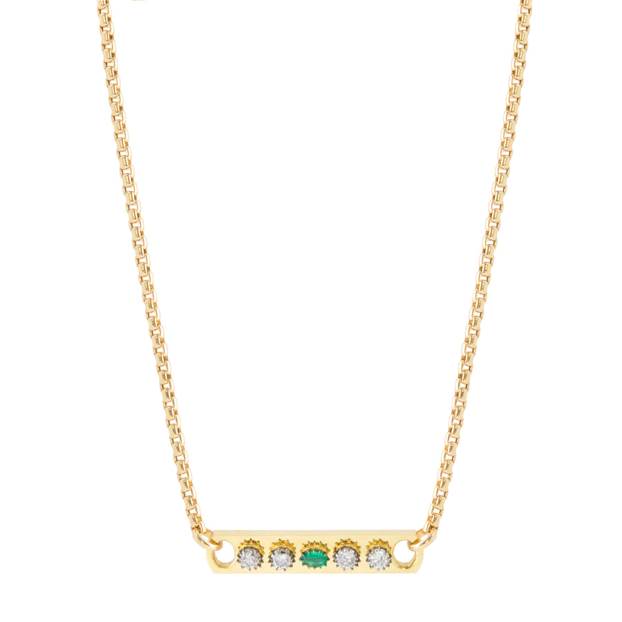 Morse Code Necklace - Emerald and Diamond