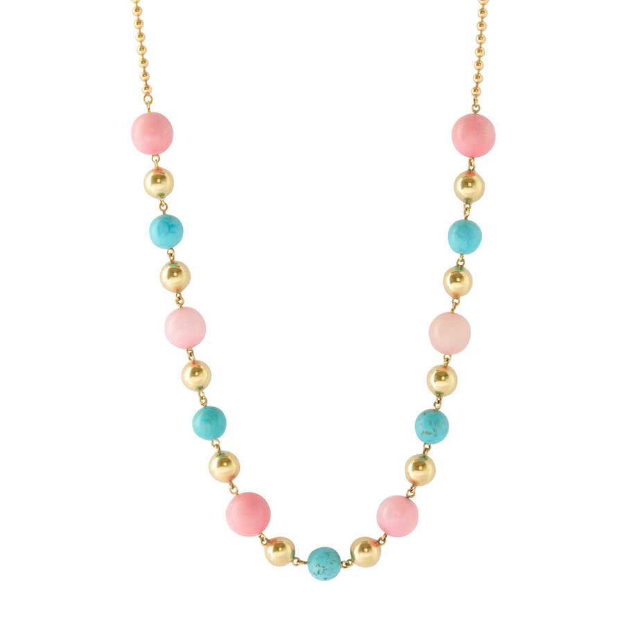 Jenna Blake Coral and Turquoise Ball Necklace - Necklaces