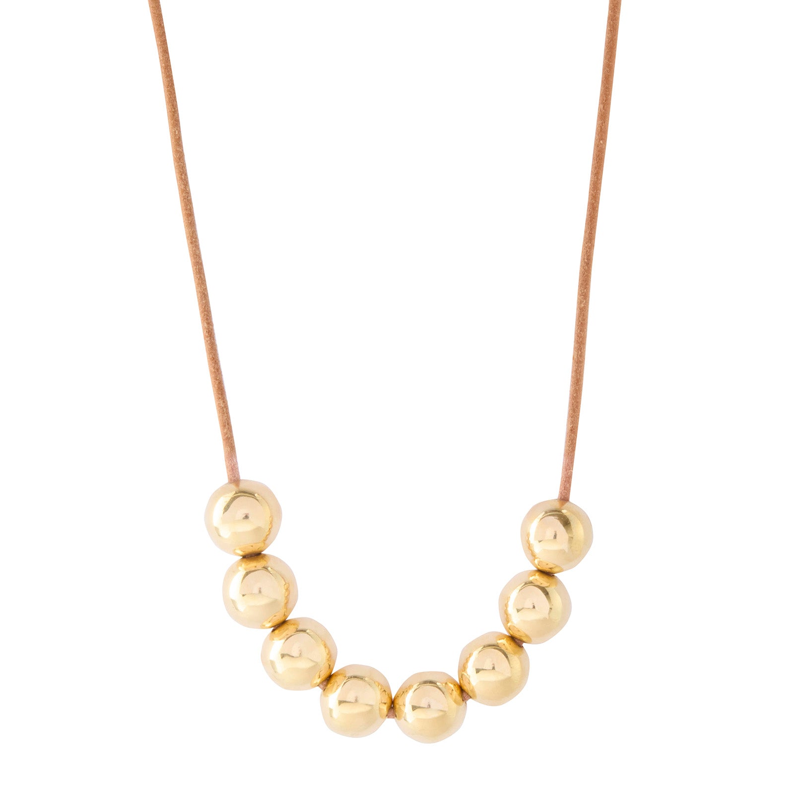 Jenna Blake Gold Ball Leather Cord Necklace - Necklaces