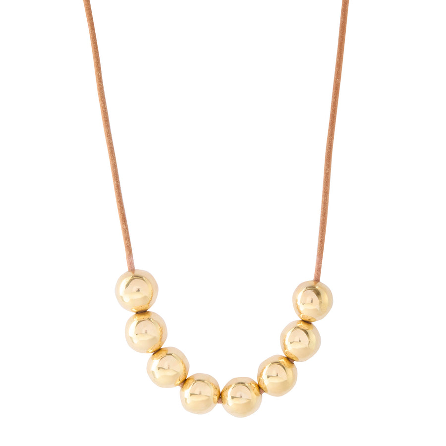 Jenna Blake Gold Ball Leather Cord Necklace - Necklaces