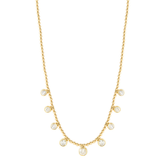 9 Stone Diamond Fringe Ball Necklace