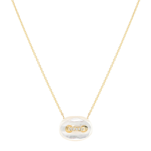 Mother of Pearl and Diamond Mini Mariner Necklace
