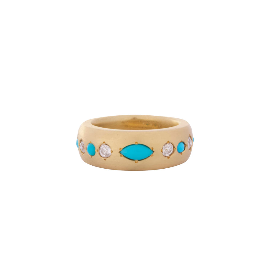 Jenna Blake Diamond and Turquoise Half Gypsy Ring - Rings