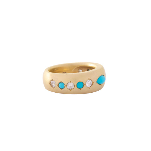 Diamond and Turquoise Half Gypsy Ring