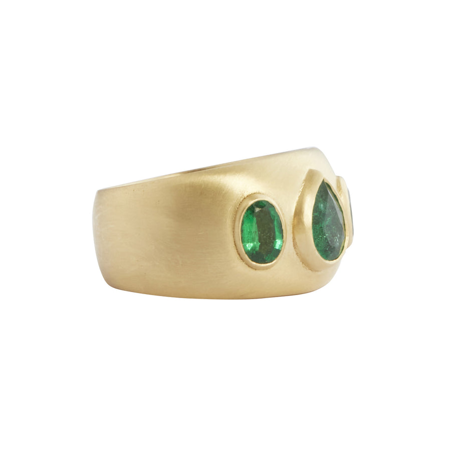 Jenna Blake Three Stone Emerald Ring - Rings - Broken English Jewelry side view