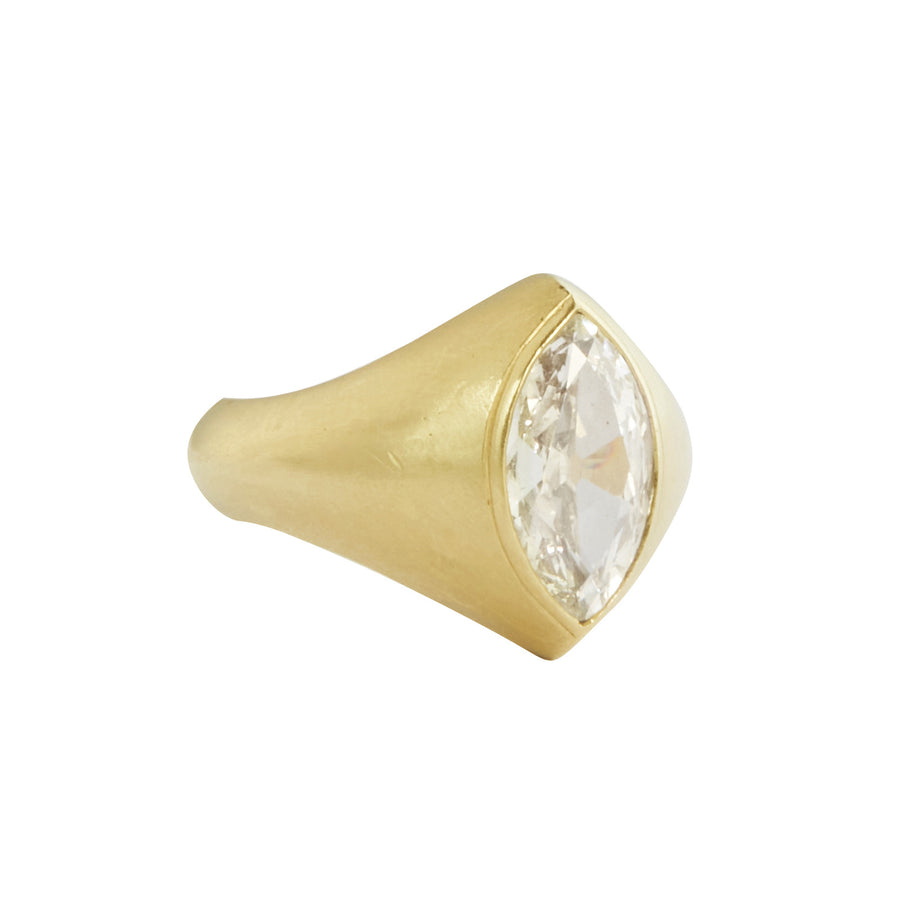 Jenna Blake Marquise Diamond Ring - Brushed Yellow Gold - Rings - Broken English Jewelry side view