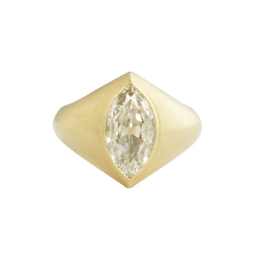 Jenna Blake Marquise Diamond Ring - Brushed Yellow Gold - Rings - Broken English Jewelry front view