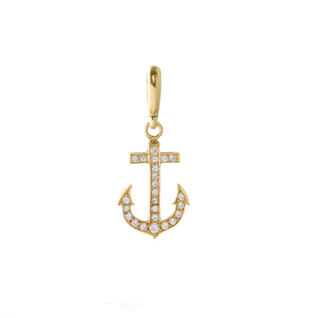 Vintage Anchor Diamond Charm
