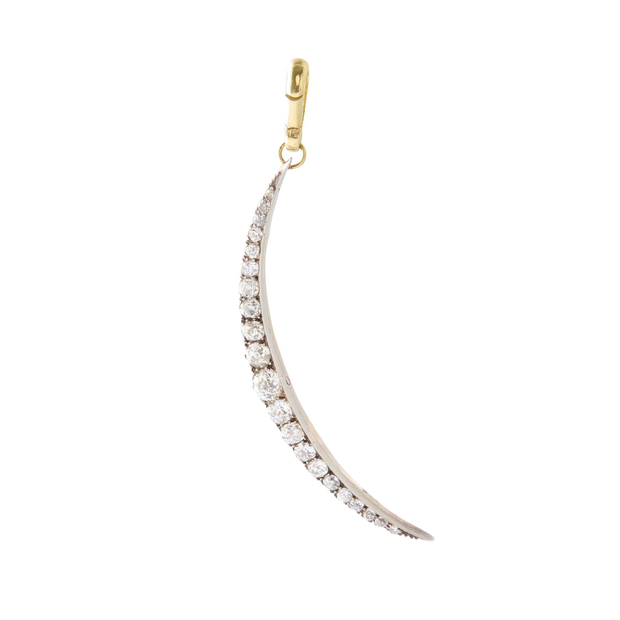 Vintage Blackened Crescent Diamond Charm