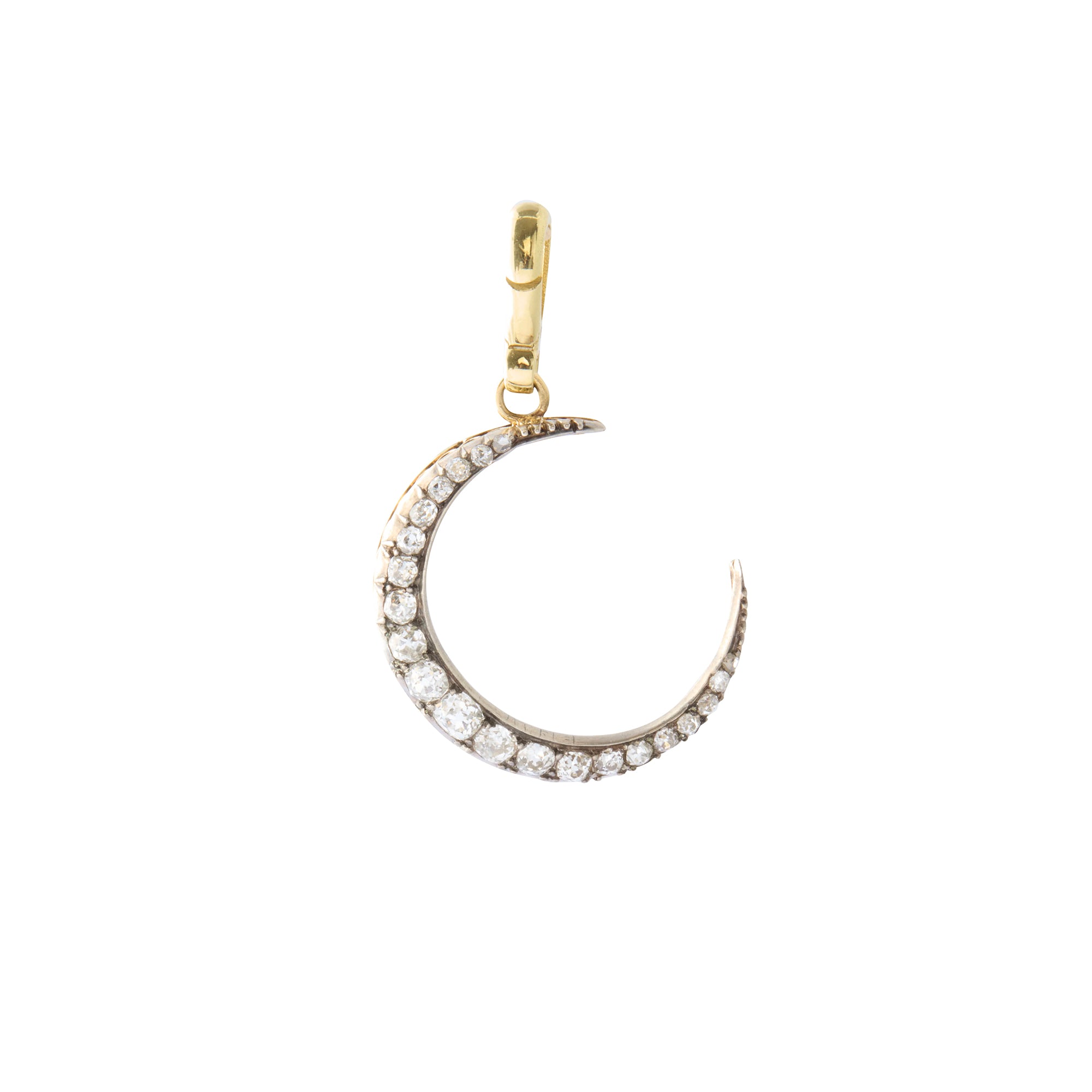 Small Blackened Crescent Diamond Charm