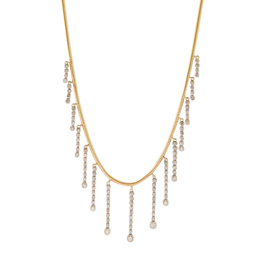 Vintage Diamond Drop Fringe Necklace - Main Img