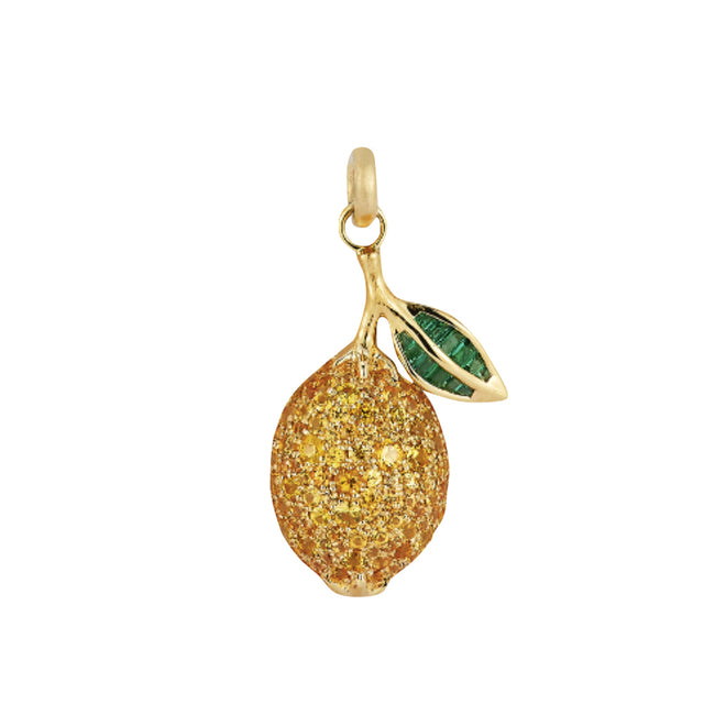 Yellow Sapphire and Emerald Sour Lemon Charm