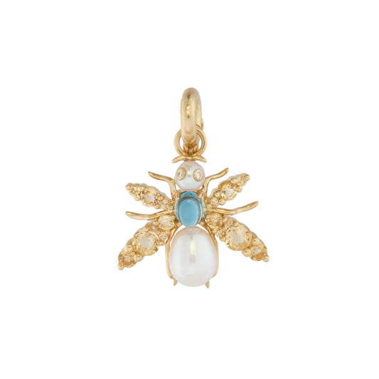 Citrine, Diamond, Pearl, and London Blue Topaz Beatrice Bee Charm - Main Img