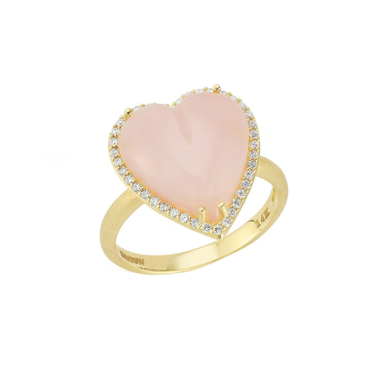 Large Pink Opal and Diamond Alana Heart Ring - Main Img