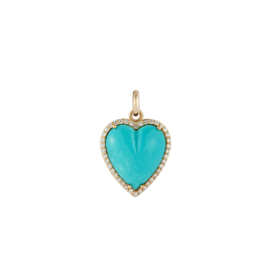 Alana Heart Charm - Turquoise and Diamond - Main Img