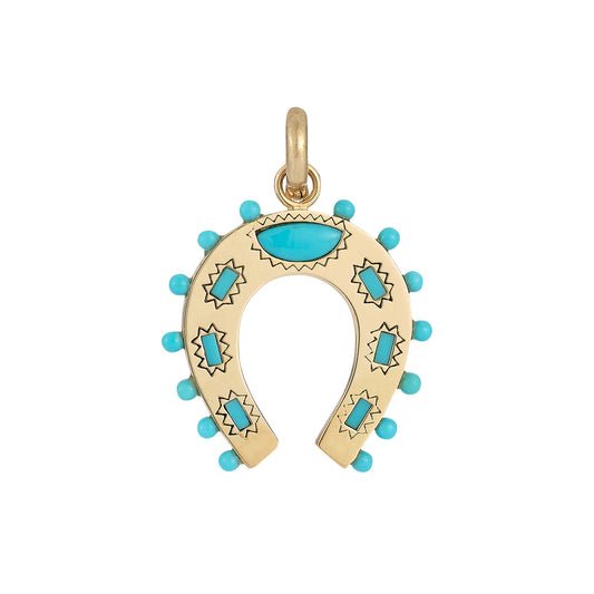 Turquoise Holly Horseshoe Charm - Main Img