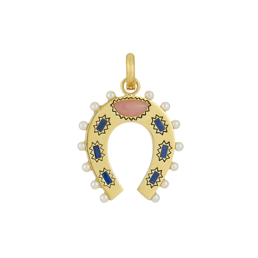 Storrow Horseshoe Charm - Lapis and Pearl - Charms & Pendants - Broken English Jewelry