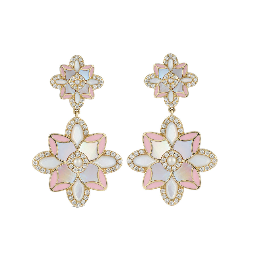 Storrow Mother of Pearl and Diamond Violet Drop Earrings - Earrings - Broken English Jewelry
