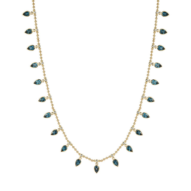 London Blue Topaz Diamond and Pearl Emma Necklace
