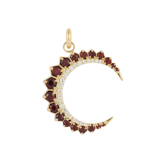 Garnet & Diamond Estelle Crescent Charm - Main Img