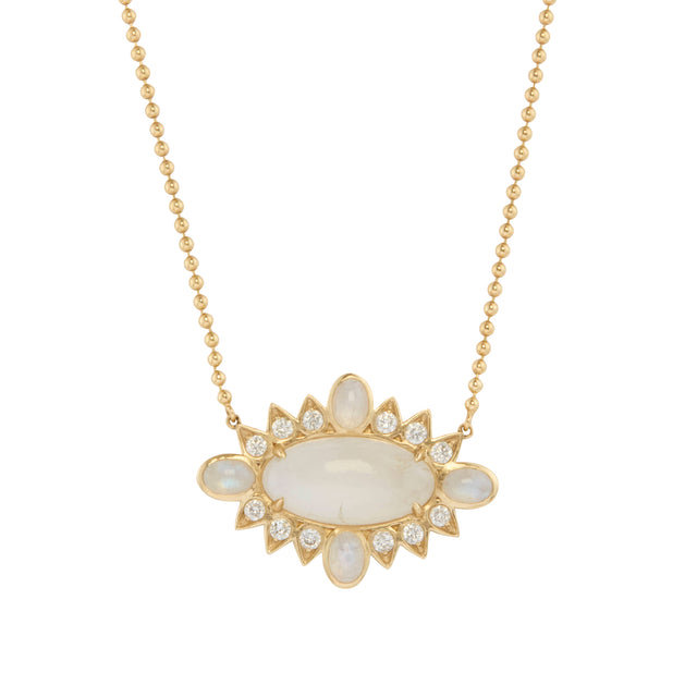 Blue Moonstone and Diamond Nora Necklace