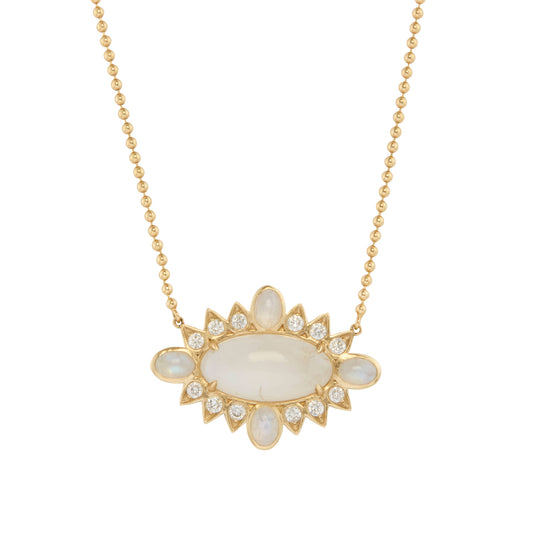 Blue Moonstone and Diamond Nora Necklace - Main Img