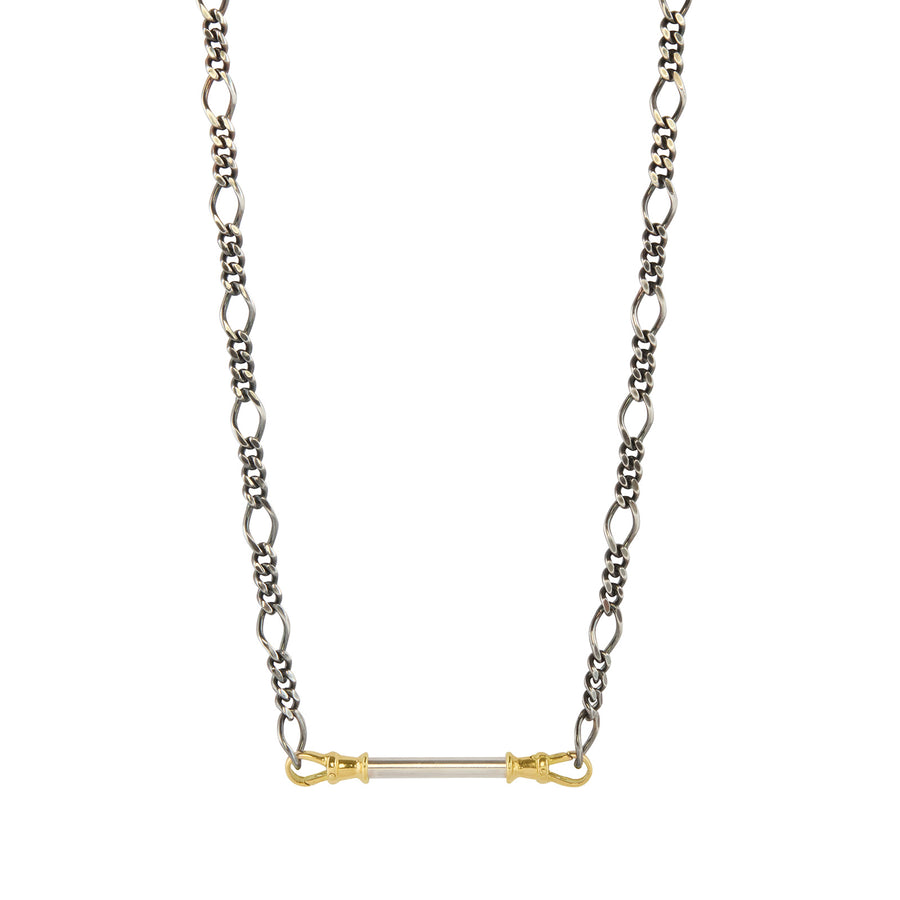 Jessie V E Blackened Unclasped Figaro Chain - Necklaces - Broken English Jewelry with clasp pendant