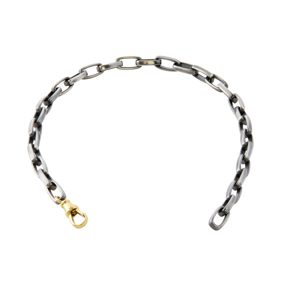 Jessie V E Blackened Chunky Trace Chain Extender With Yellow Gold - Necklaces - Broken English Jewelry