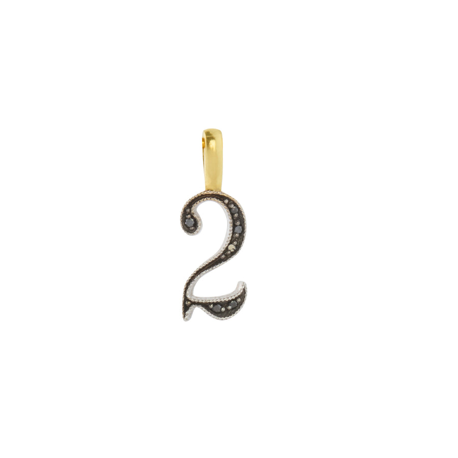Jessie V E Lucky Number 2 Black Rhodium Pendant - Charms & Pendants - Broken English Jewelry