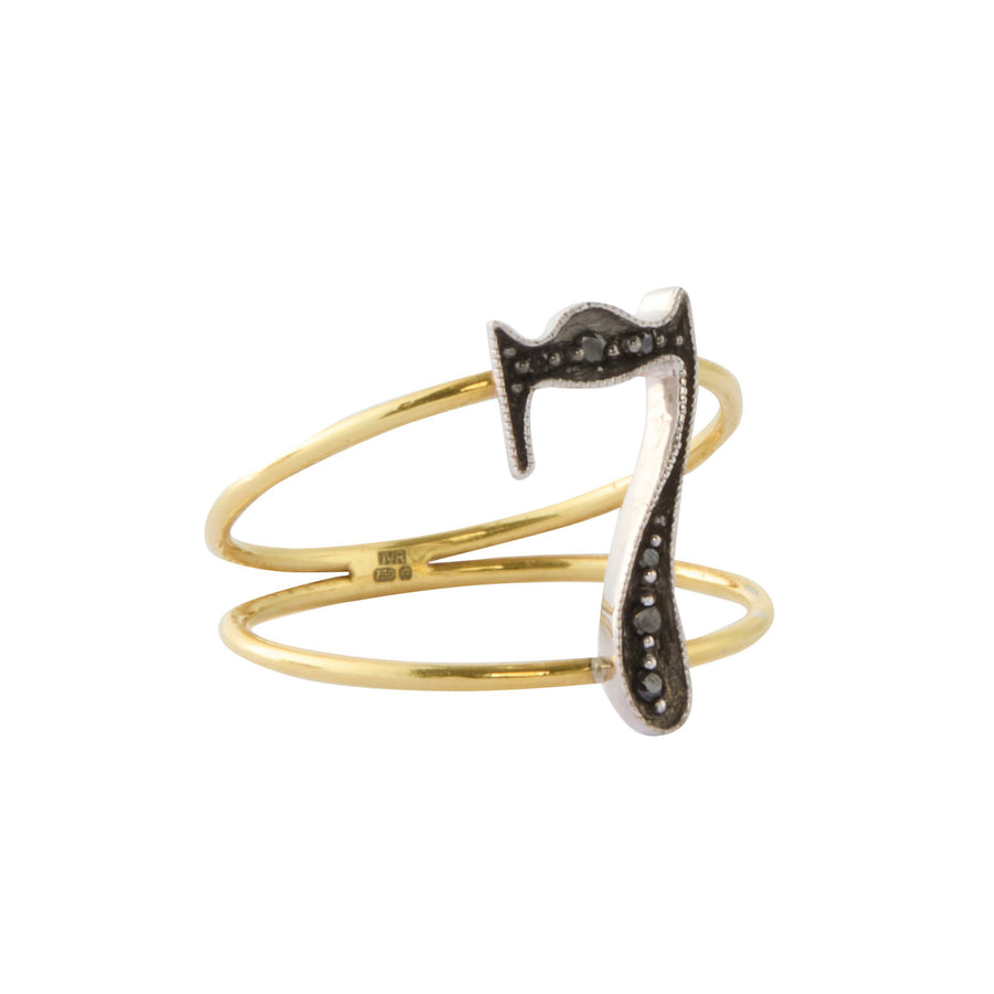 Jessie V E Black Diamond Lucky Number 7 Ring - Rings - Broken English Jewelry side view